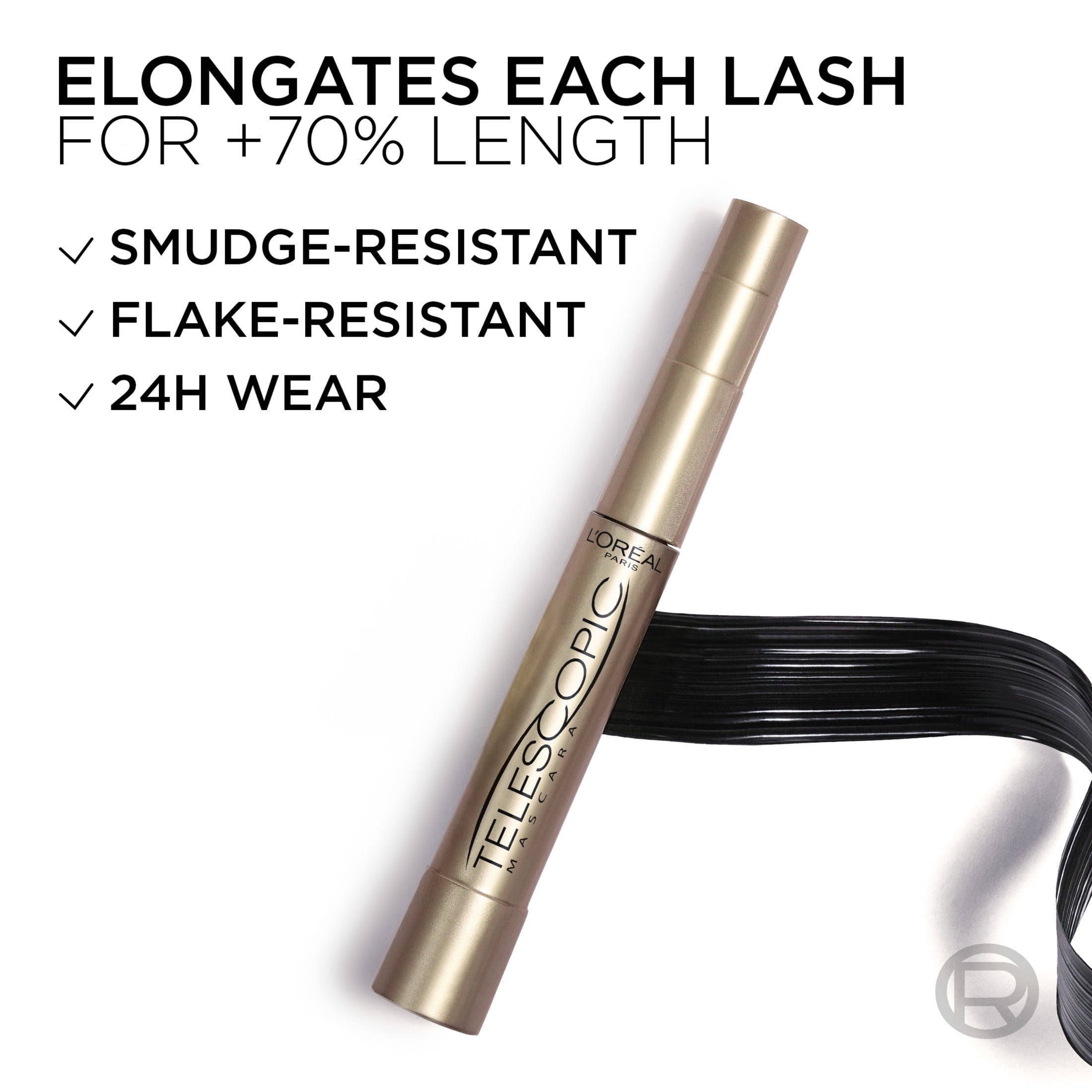 (2 pack) L'Oreal Paris Telescopic Original Washable Mascara, Blackest Black, 0.27 fl oz
