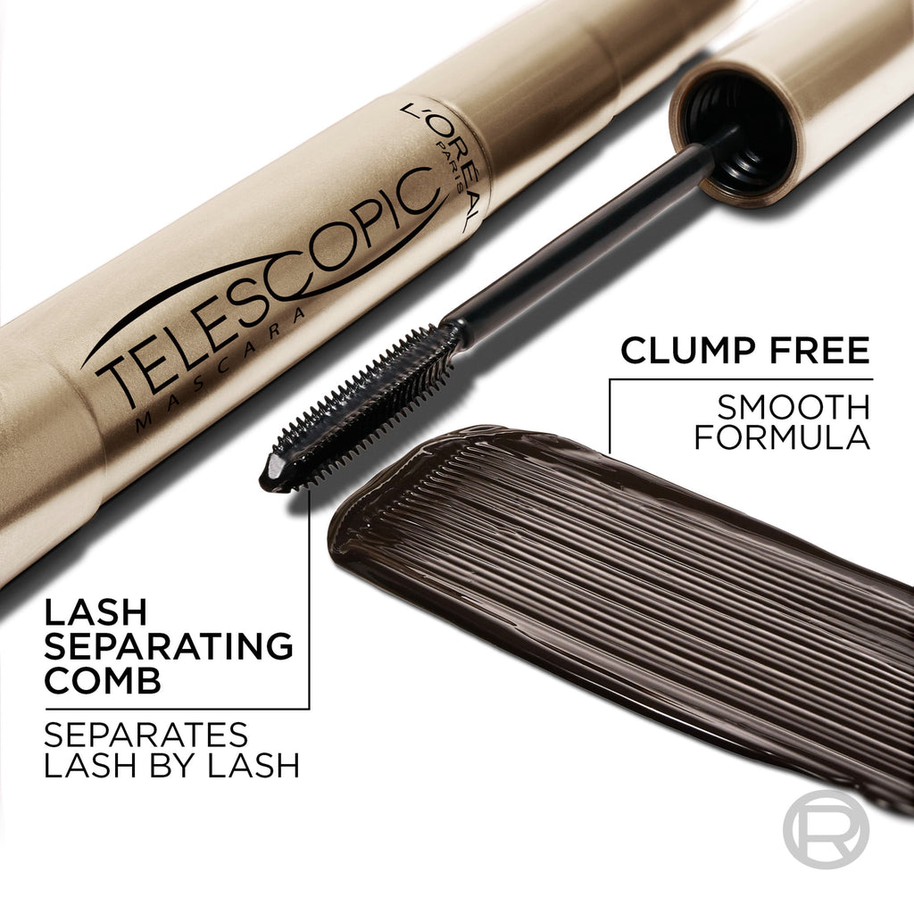 (2 pack) L'Oreal Paris Telescopic Washable Mascara, Carbon Black, 0.27 fl oz