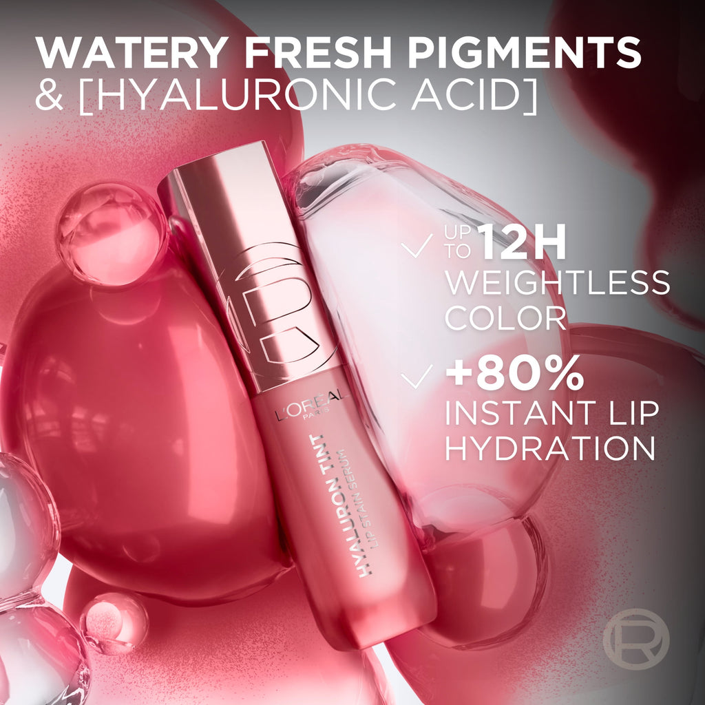 L'Oreal Paris Hyaluron Tint Lip Stain, 420 Le Rouge Paris, 0.16 fl oz