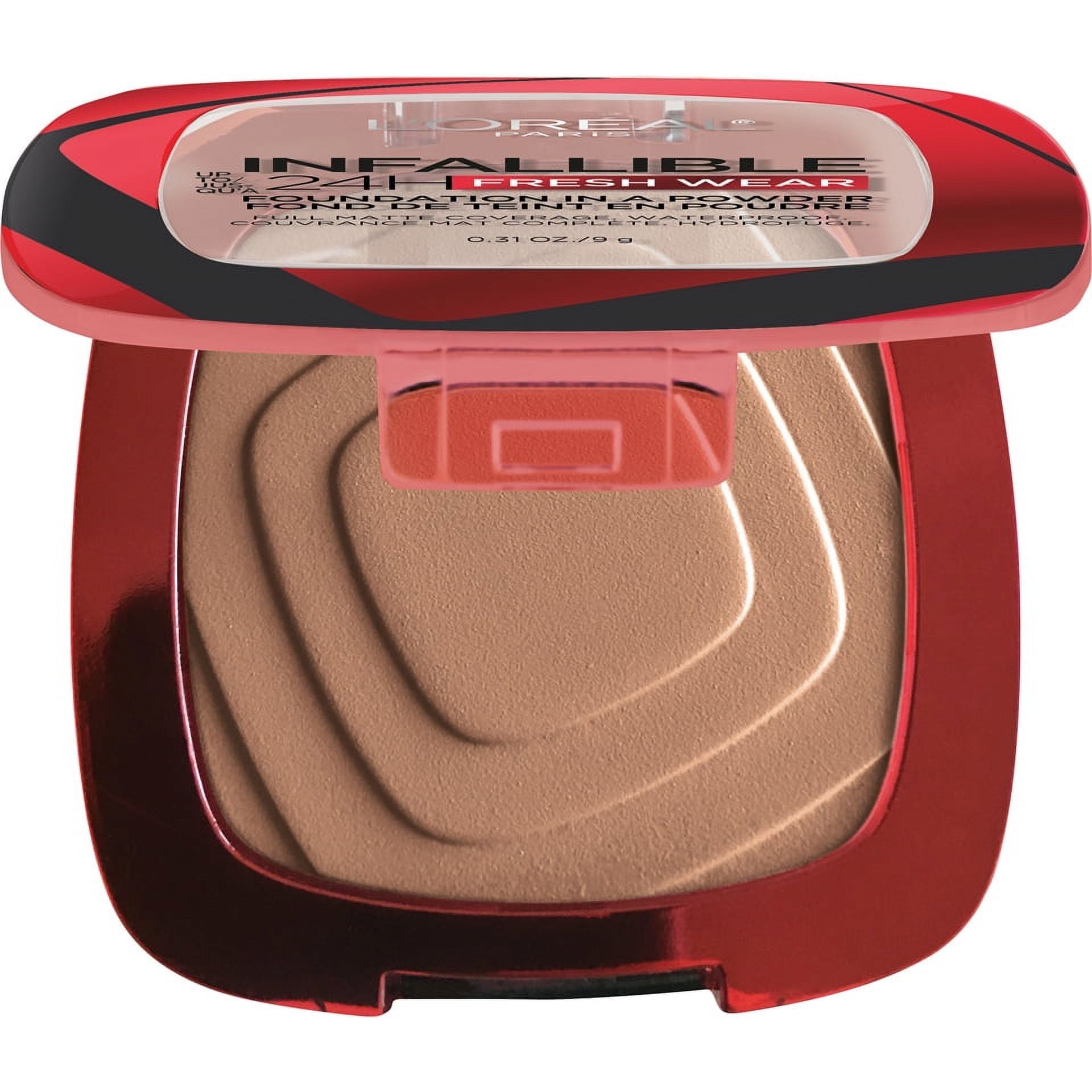 L'Oreal Paris Infallible Fresh Wear 24 Hr Powder Foundation Makeup, 300 Amber, 0.31 oz