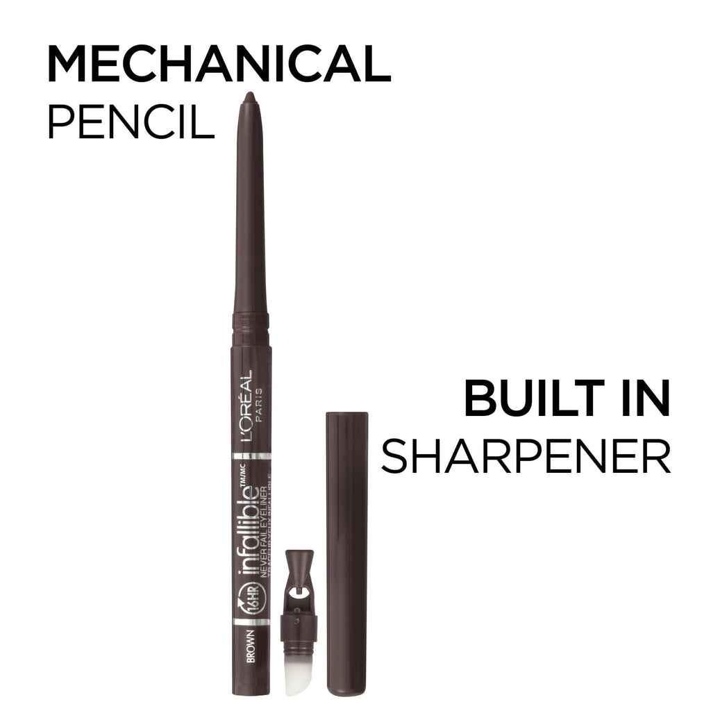 L'Oreal Paris Infallible Never Fail Pencil Eyeliner with Built in Sharpener, Carbon Black