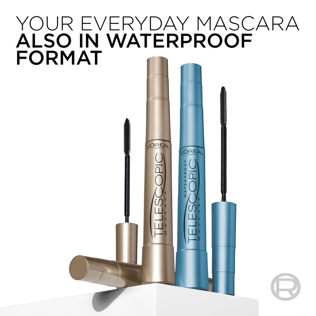 (2 pack) L'Oreal Paris Telescopic Original Washable Mascara, Blackest Black, 0.27 fl oz