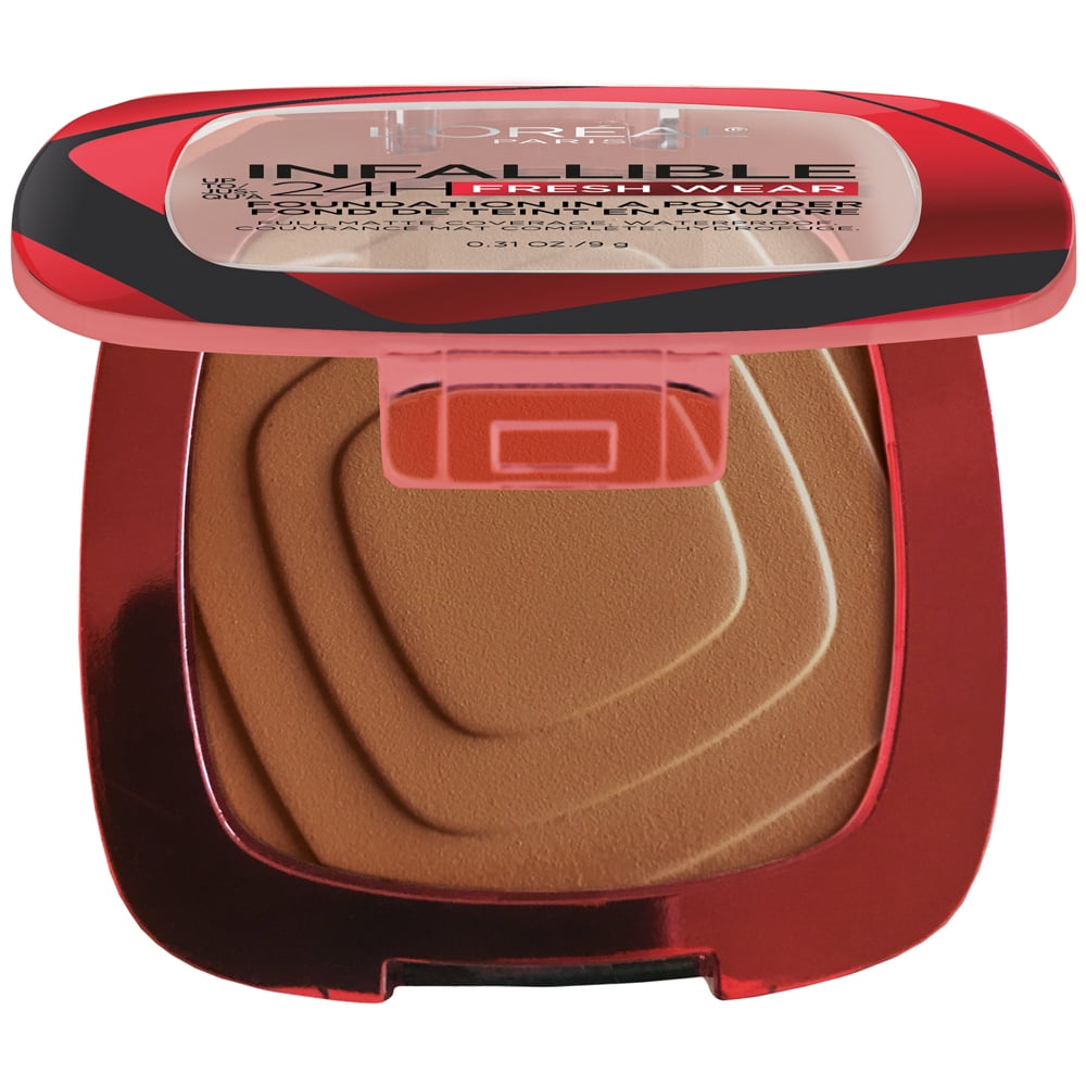 (2 pack) L'Oreal Paris Infallible Fresh Wear 24 Hr Powder Foundation Makeup, 365 Copper, 0.31 oz