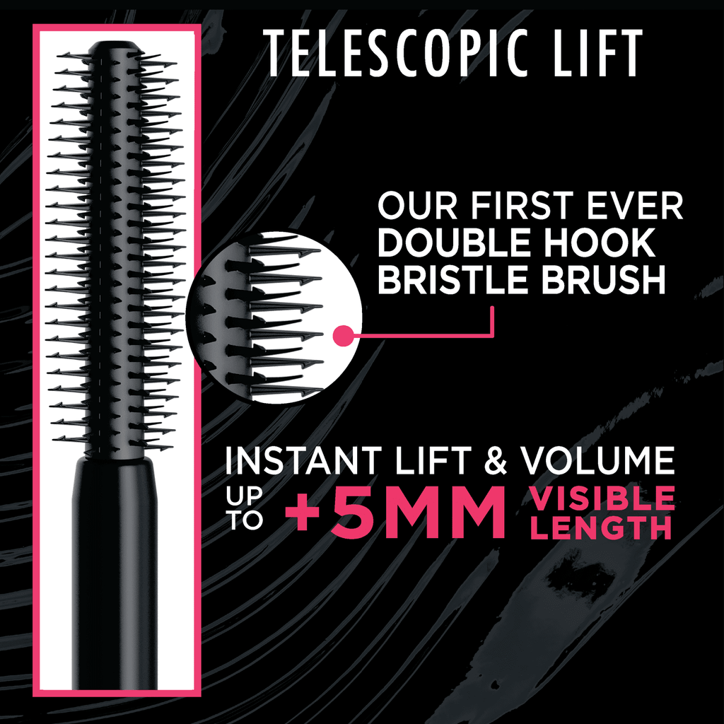L'Oreal Paris Telescopic Lift Mascara, Black, Liquids, 36HR Wear, 0.33 fl oz