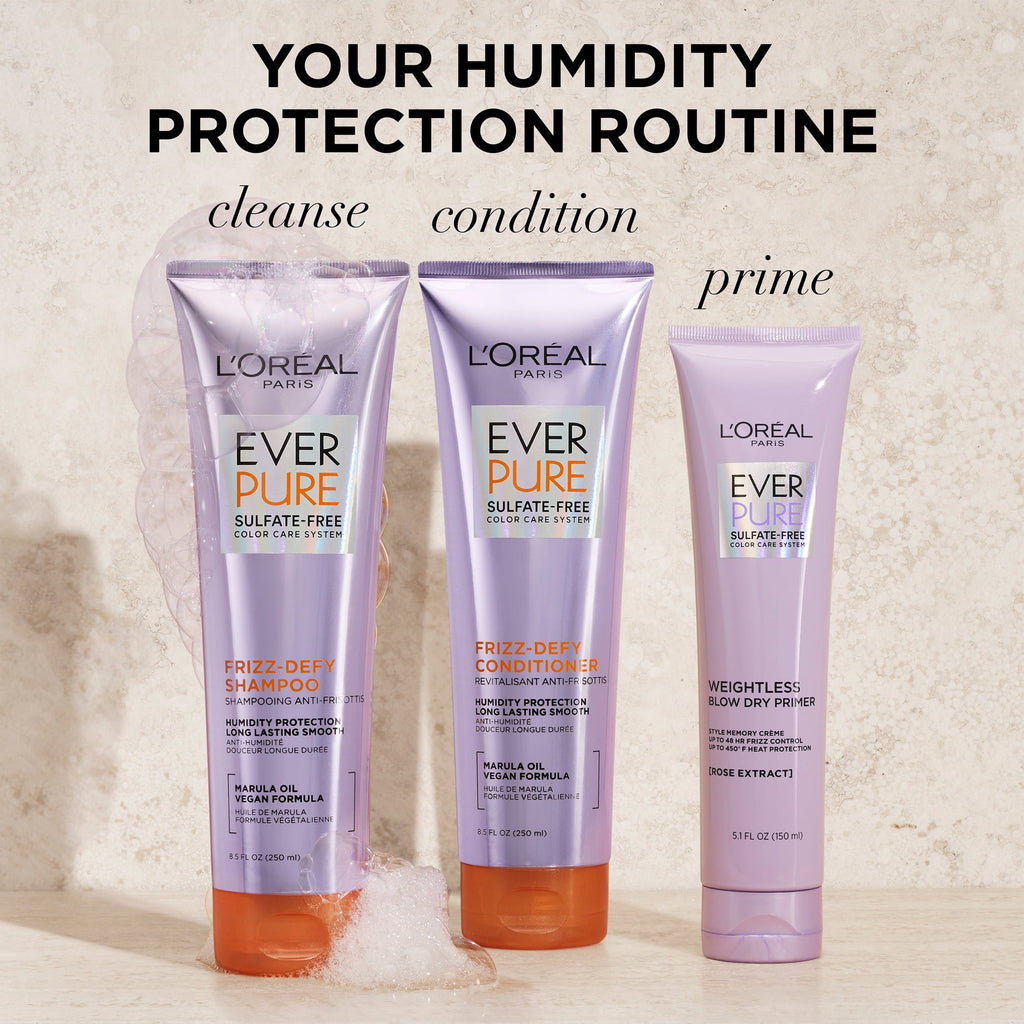 L'Oreal Paris EverPure Frizz Defy Squeeze Shampoo with Marula Oil, 8.5 fl oz