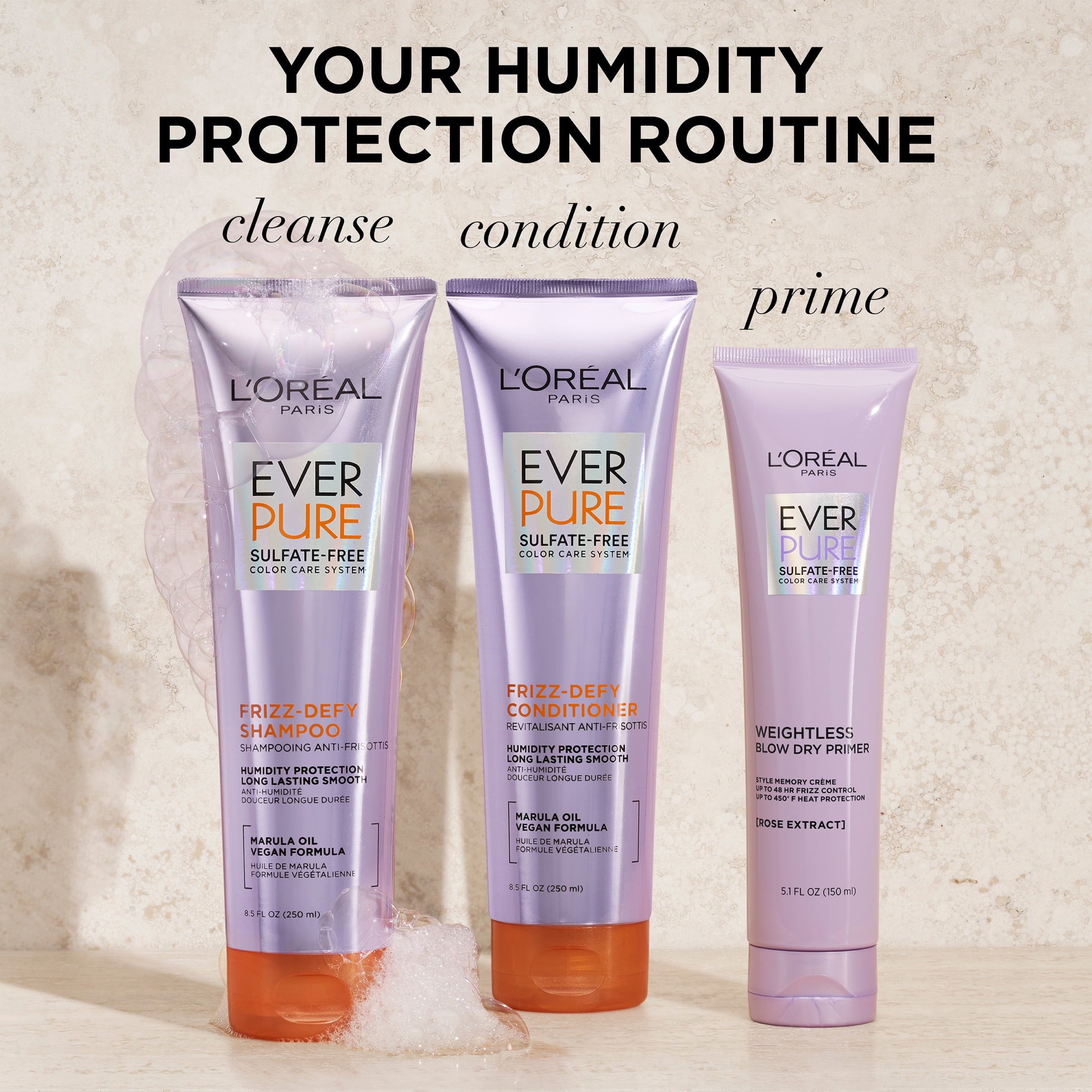 L'Oreal Paris EverPure Frizz Defy Squeeze Shampoo with Marula Oil, 8.5 fl oz