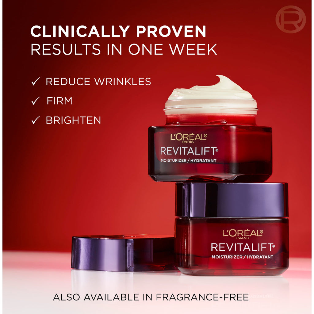 L'Oreal Paris Revitalift Triple Power Anti-Aging Face Moisturizer Travel Size, Pro Retinol, Hyaluronic Acid & Vitamin C, Reduce Wrinkles, 0.5oz