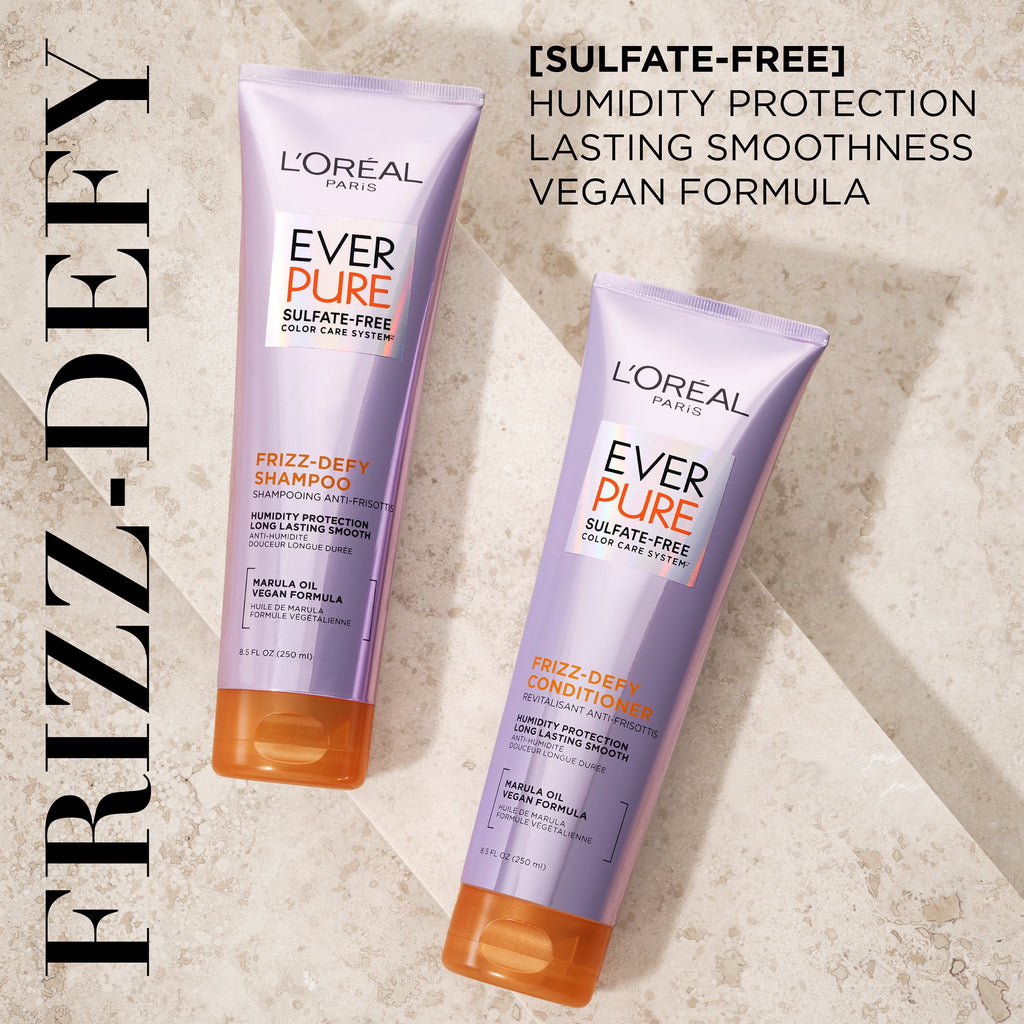 L'Oreal Paris EverPure Frizz Defy Squeeze Shampoo with Marula Oil, 8.5 fl oz